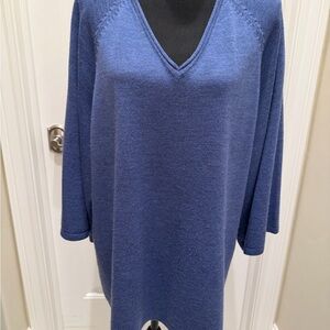 Eileen Fisher Deep Blue V-Neck Tunic Sweater
